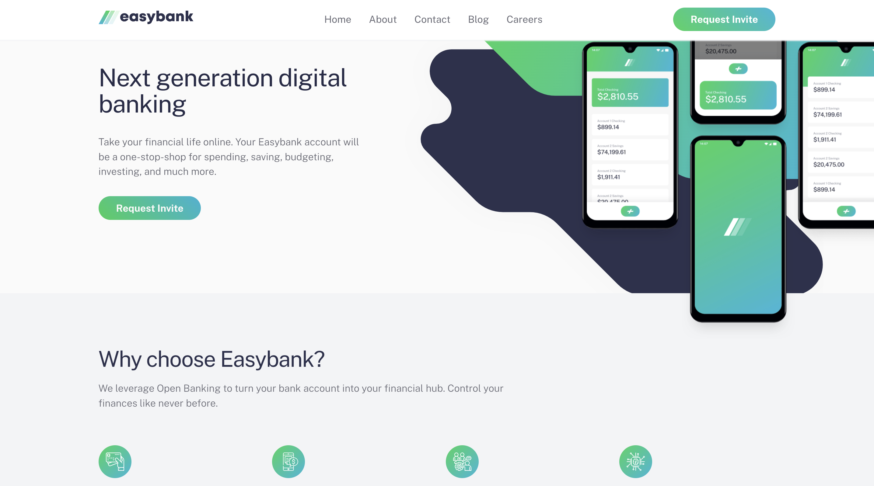 Screenshot of Easybank landing page